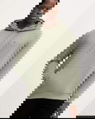 Tommy Jeans bluză culoarea bej, cu glugă, uni, DM0DM20742