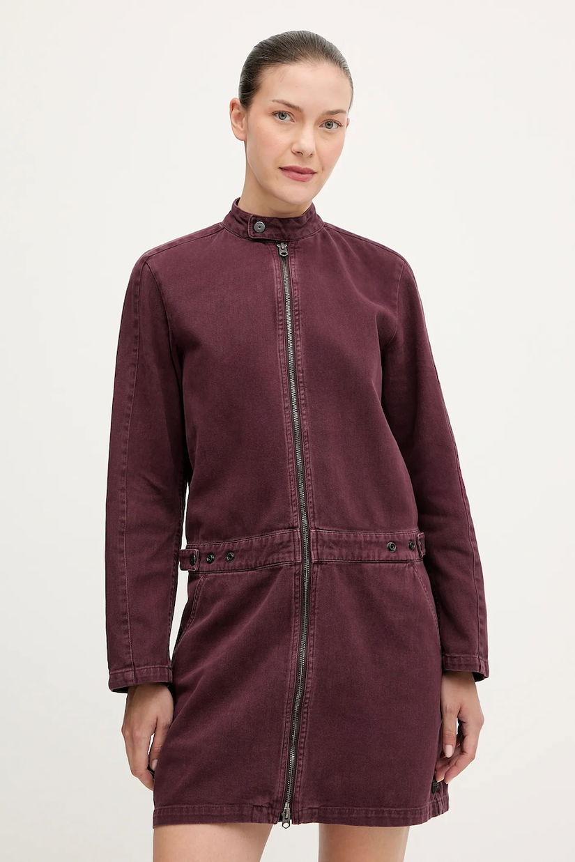 G-Star rochie jeans culoarea bordo, mini, drept, D27009.E078