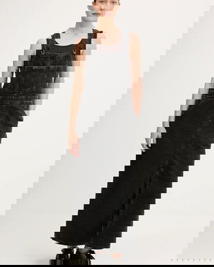 G-Star rochie jeans culoarea negru, maxi, drept, D27734.E091