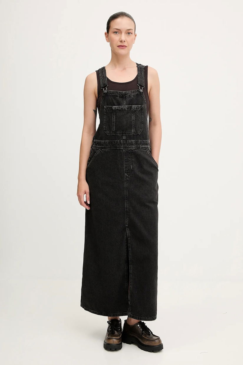 G-Star rochie jeans culoarea negru, maxi, drept, D27734.E091