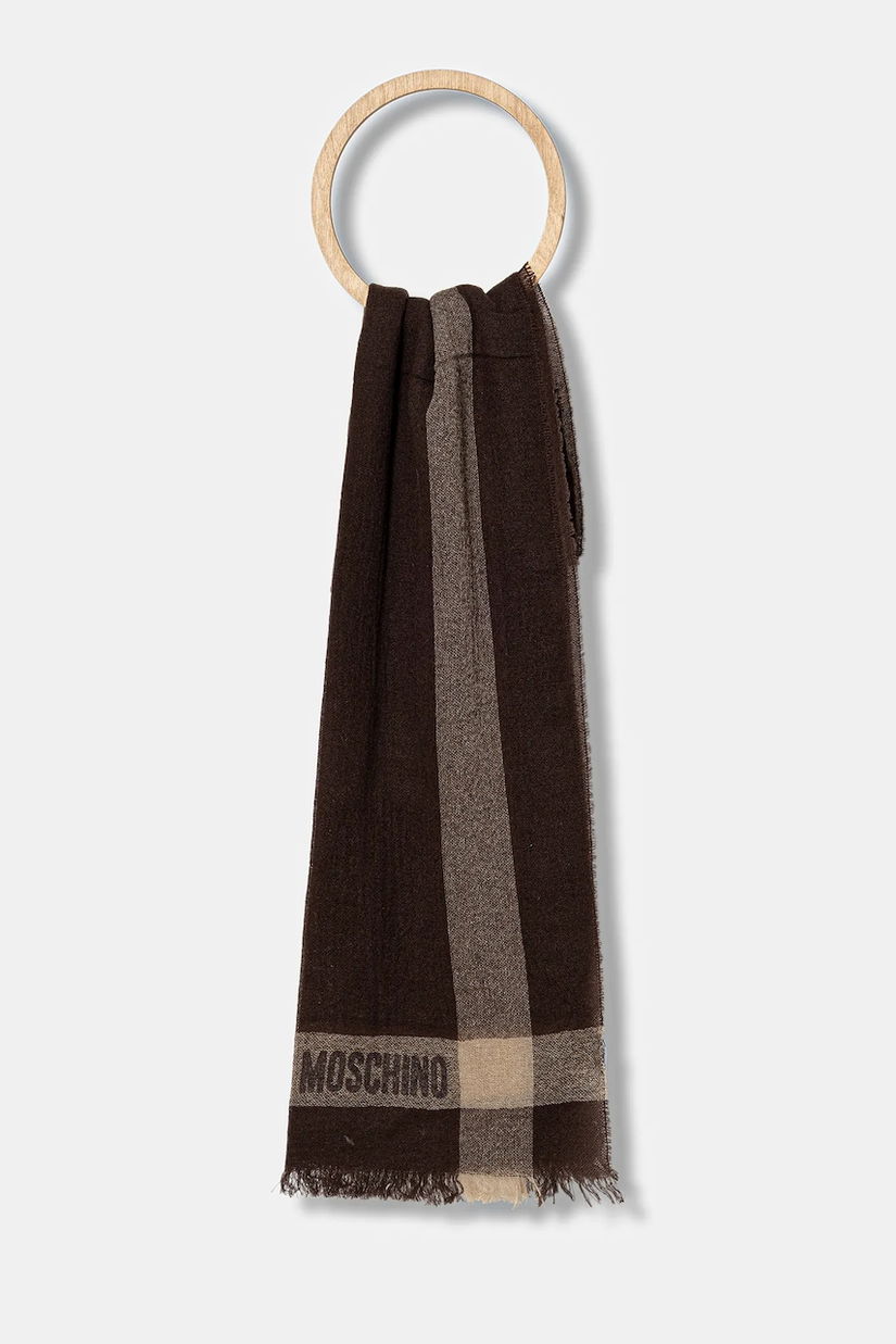 Moschino eșarfă de cașmir culoarea maro, cu imprimeu, M3258 30826