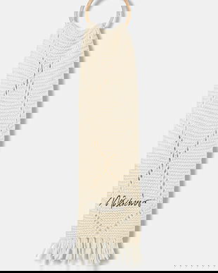 Moschino eșarfă de lână culoarea bej, cu imprimeu, M3354 30817