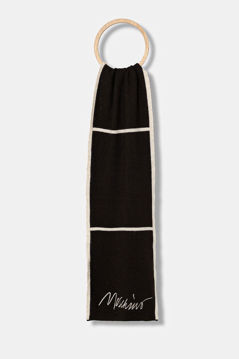 Moschino eșarfă de lână culoarea maro, cu imprimeu, M3351 30843