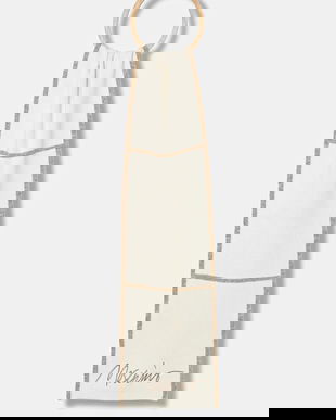 Moschino eșarfă de lână culoarea bej, cu imprimeu, M3351 30843