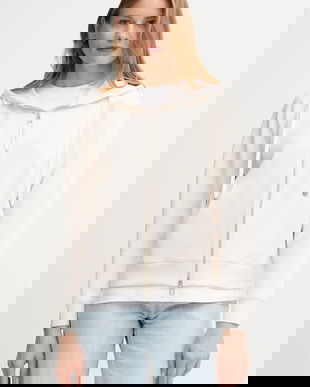 Joop! bluză culoarea bej, cu glugă, uni, 30048712