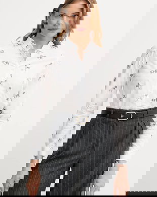 Barbour cămașă BRAMBLES culoarea alb, cu guler clasic, slim, LSH1644