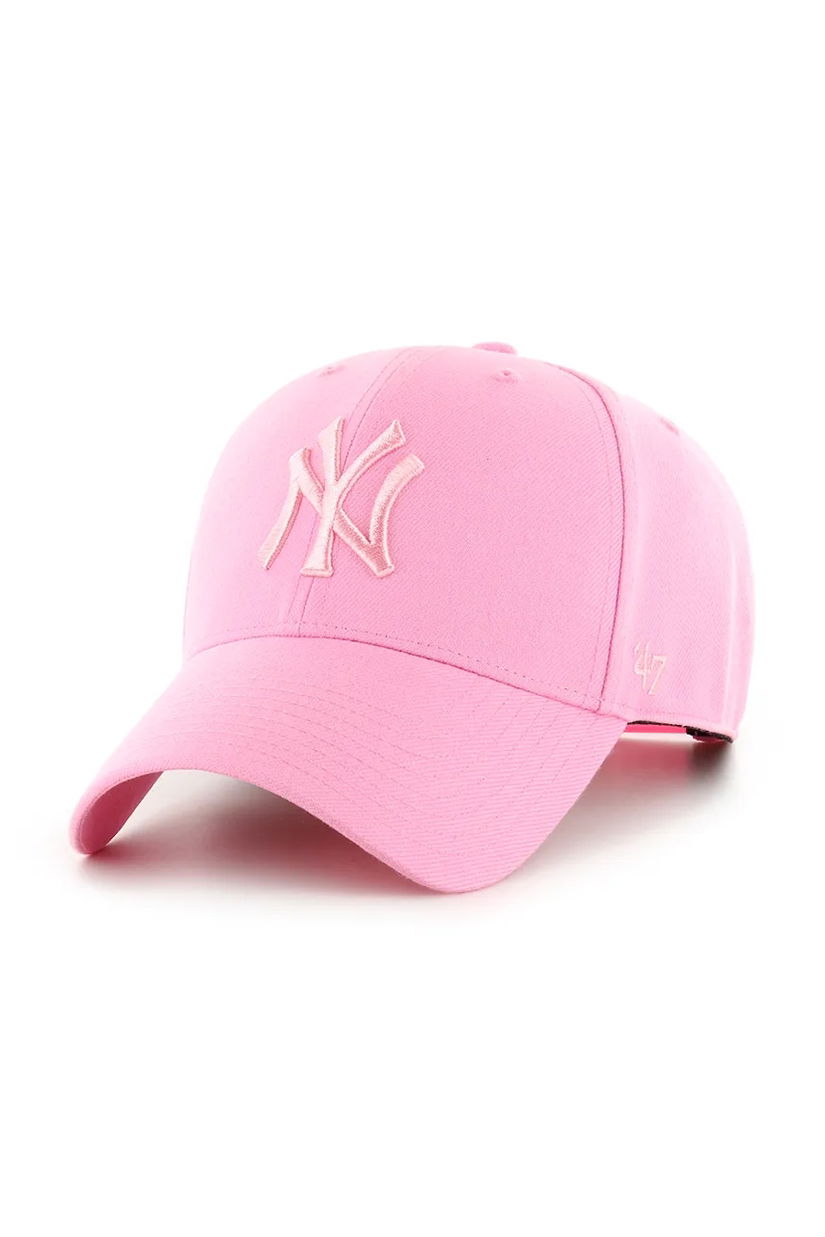 47 brand șapcă de baseball din amestec de lână MLB New York Yankees culoarea roz, B-MVPSP17WBP-RSB