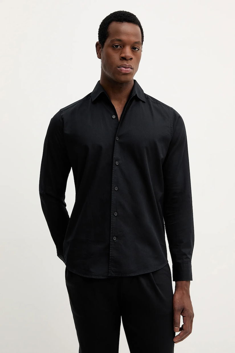 Eton cămașă din bumbac culoarea negru, regular, 100013973