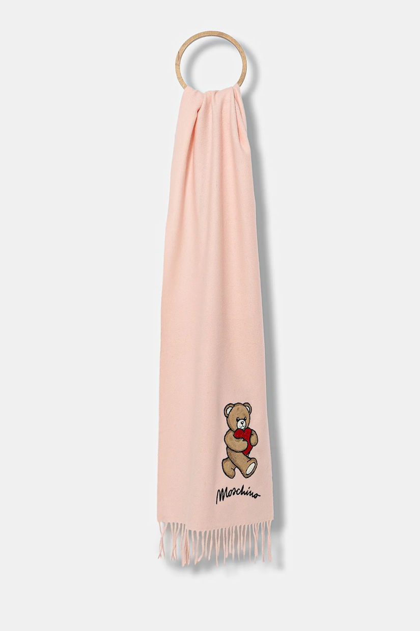 Moschino eșarfă de lână culoarea roz, cu imprimeu, M3330 30835
