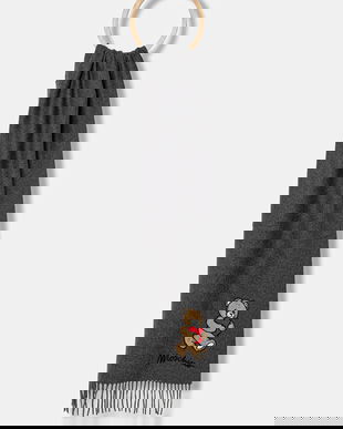 Moschino eșarfă de lână culoarea gri, cu imprimeu, M3330 30835