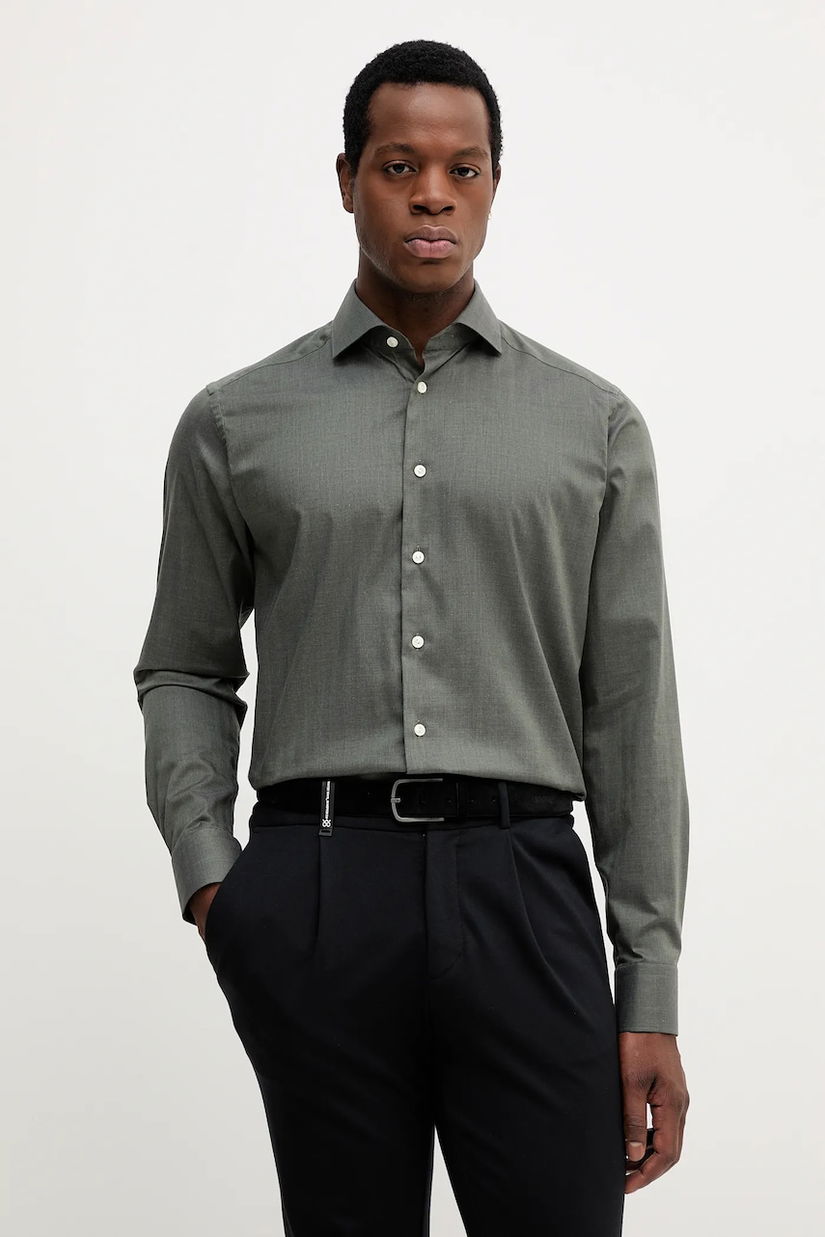Eton cămașă din bumbac culoarea verde, cu guler italian, slim, 100013963