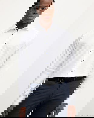 Eton cămașă din bumbac culoarea alb, cu guler italian, slim, 100013906