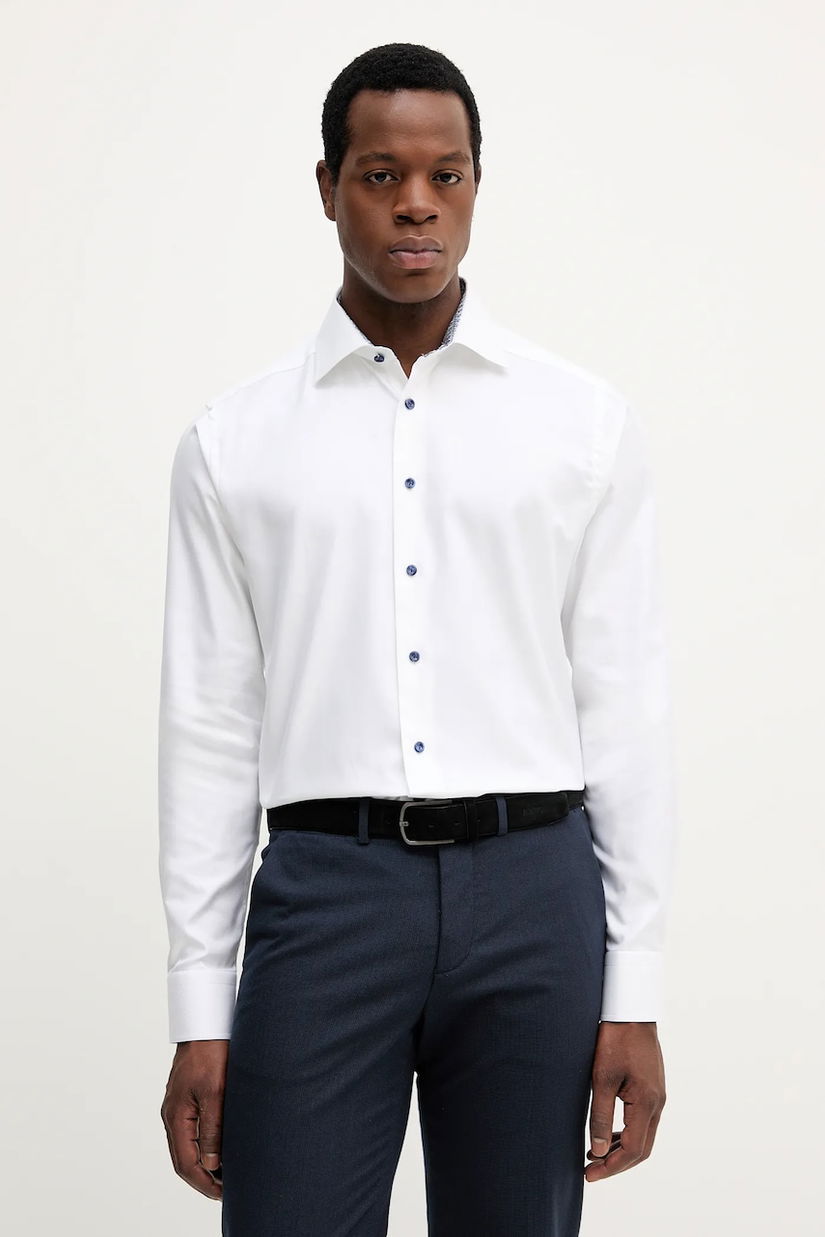 Eton cămașă din bumbac culoarea alb, cu guler italian, slim, 100013906