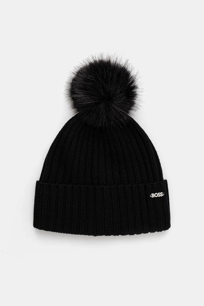 BOSS căciulă de lână culoarea negru, 50545781
