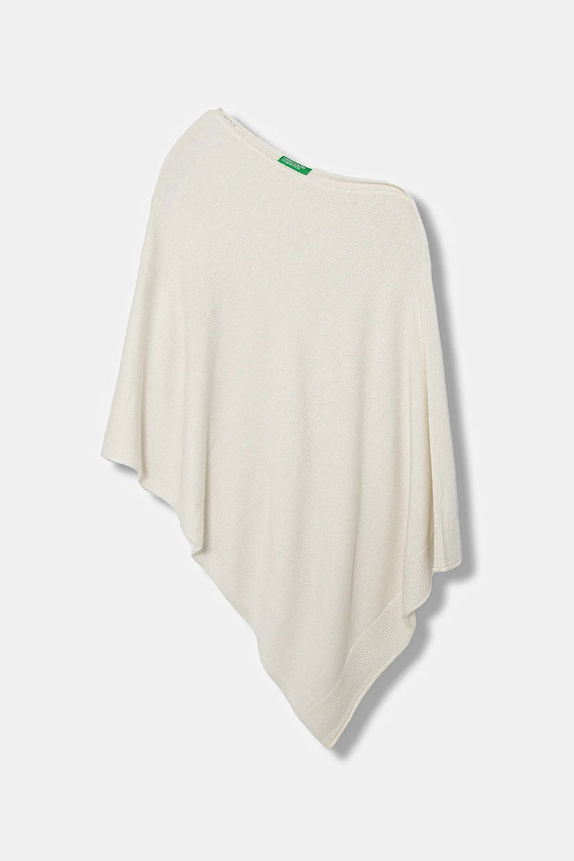 United Colors of Benetton poncho din amestec de lână culoarea bej, 1235DU01A