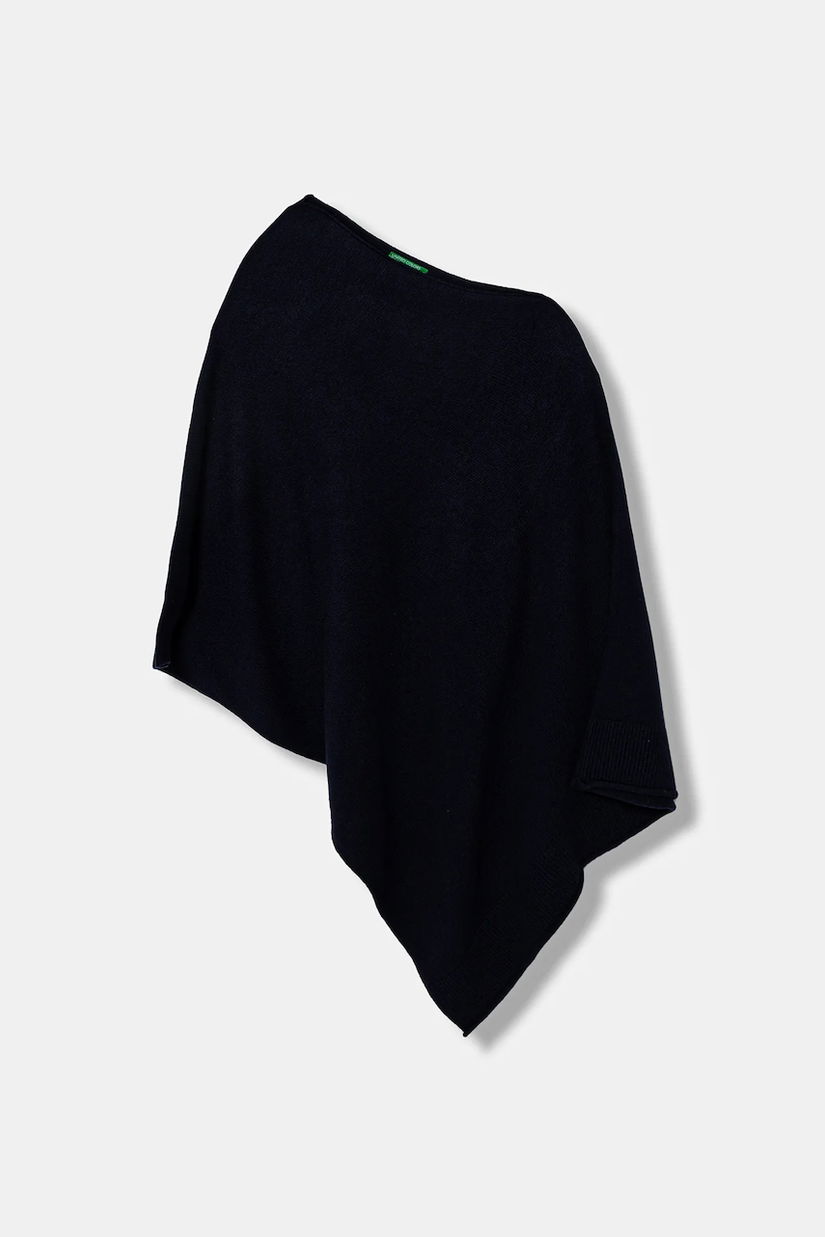 United Colors of Benetton poncho din amestec de lână culoarea bej, 1235DU01A