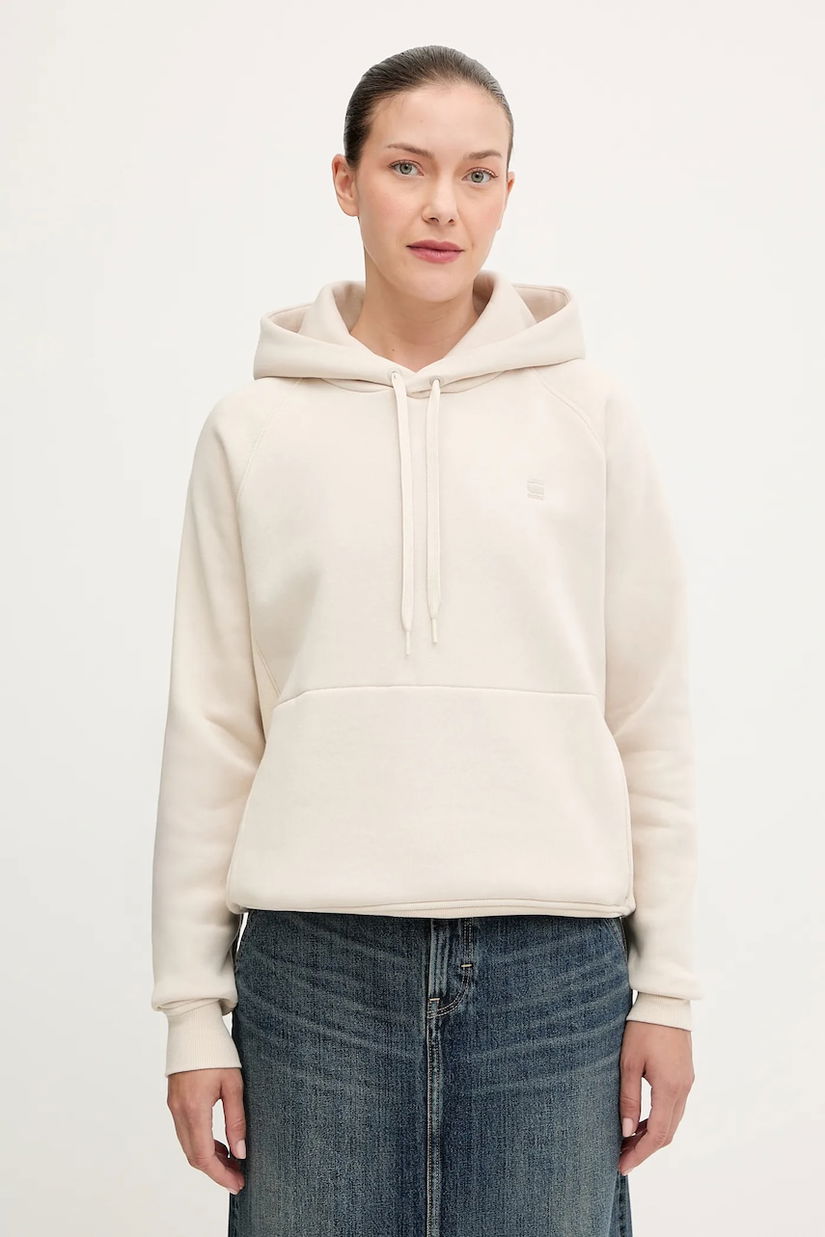 G-Star Raw bluză culoarea alb, cu glugă, uni, D21255-C235