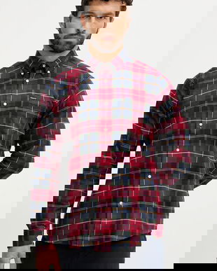 Barbour cămașă din bumbac FORTROSE culoarea bordo, cu guler button-down, regular, MSH4991