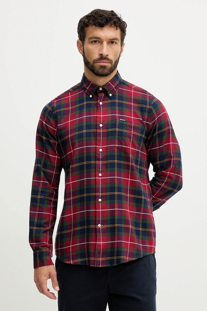 Barbour cămașă din bumbac FORTROSE culoarea bordo, cu guler button-down, regular, MSH4991