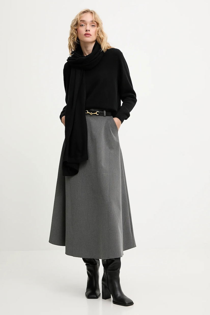 Answear.LAB fusta culoarea gri, maxi, evazati