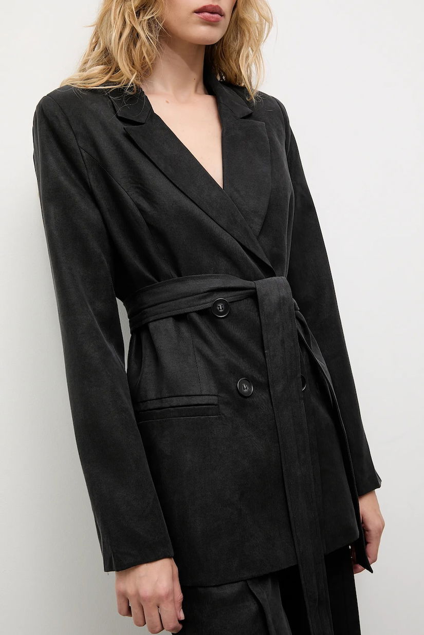 Answear.LAB sacou culoarea negru, cu doua randuri de nasturi, neted