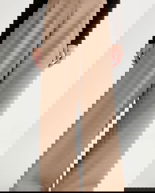 Sessun pantaloni culoarea bej, lat, high waist, 25107000