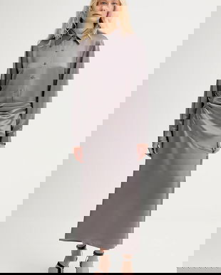 ISABELLE BLANCHE rochie culoarea gri, maxi, drept, IS25FW-A101-T008