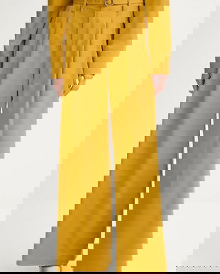 ISABELLE BLANCHE pantaloni din lână culoarea galben, drept, high waist, IS25FW-P036-T002