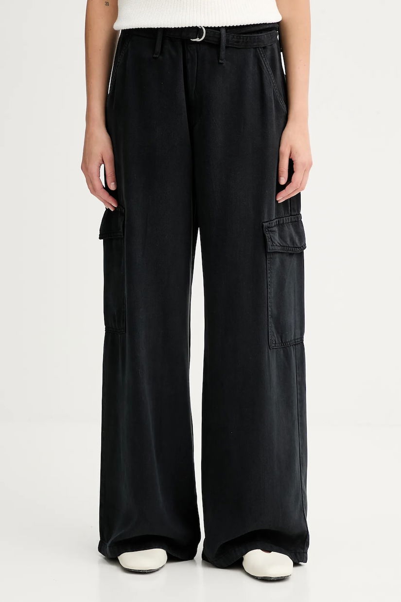 Levi's pantaloni BAGGY DAD CARGO culoarea negru, lat, high waist, 003IN