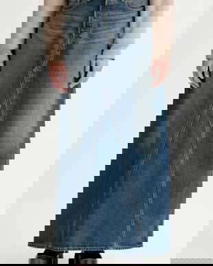 Levi's fustă jeans culoarea albastru marin, maxi, drept, A8727