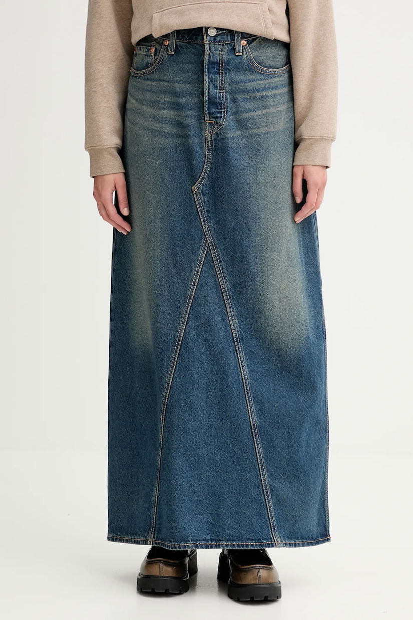 Levi's fustă jeans culoarea albastru marin, maxi, drept, A8727