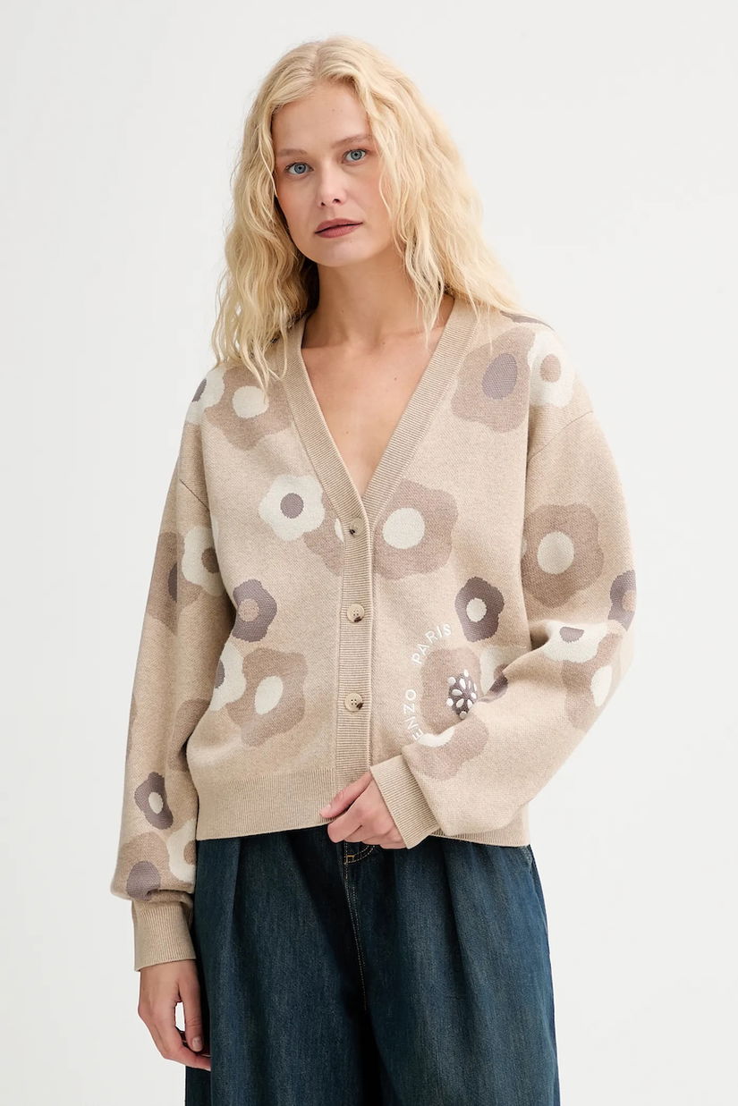 Kenzo cardigan de lână culoarea bej, light, FF62CA7023CR