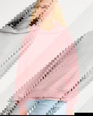 Levi's hanorac de bumbac culoarea roz, cu glugă, uni, A8790