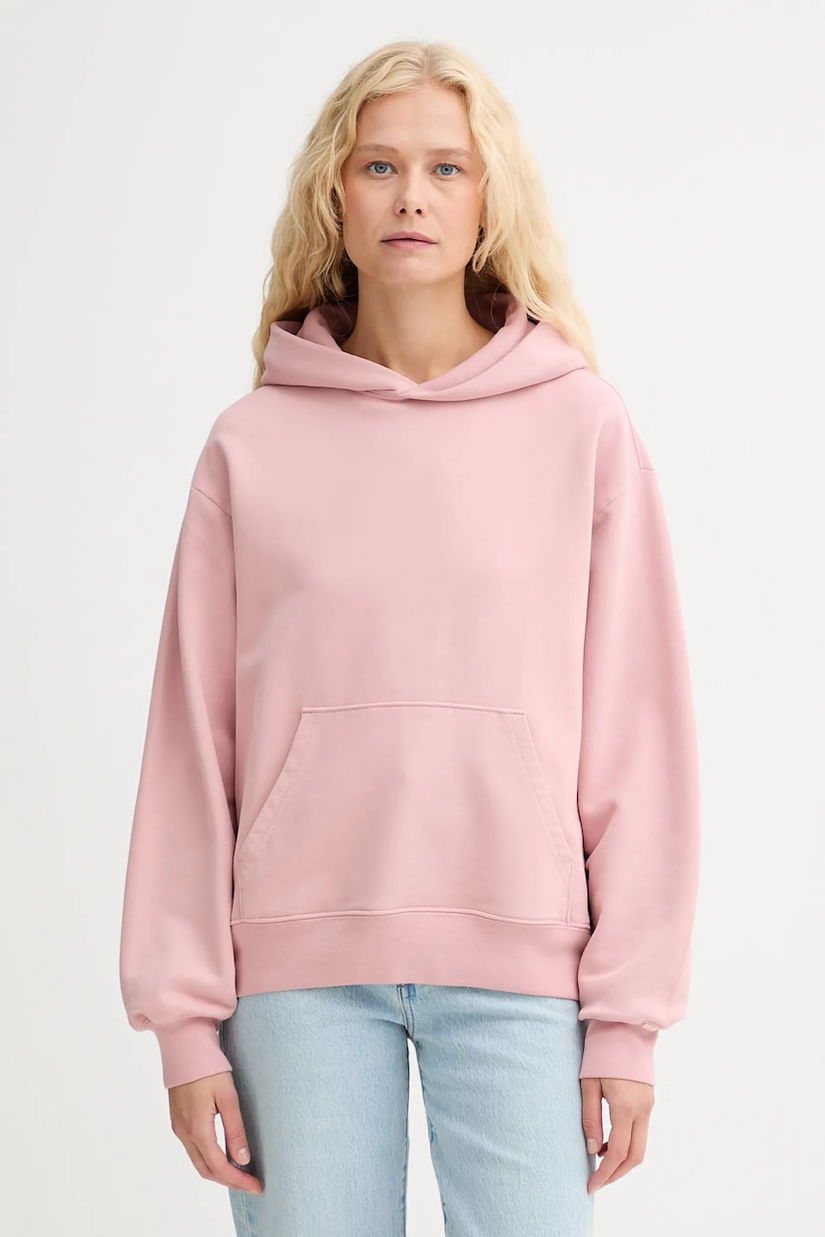 Levi's hanorac de bumbac culoarea roz, cu glugă, uni, A8790