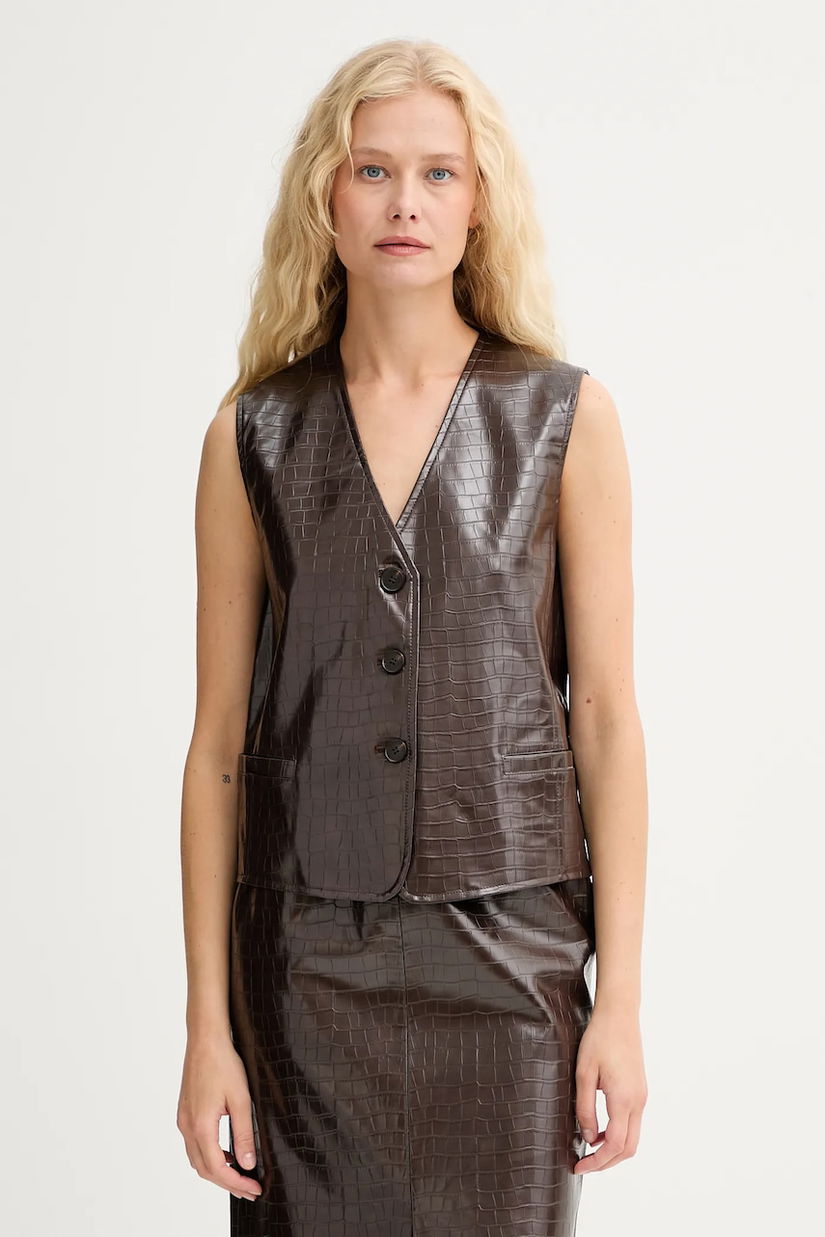 ISABELLE BLANCHE vestă culoarea maro, un singur rând de nasturi, IS25FW-C027-T006