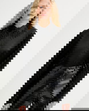 ISABELLE BLANCHE cămașă culoarea negru, cu guler clasic, regular, IS25FW-C079-T008