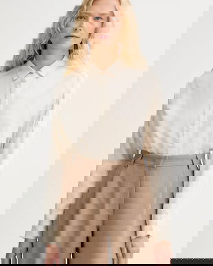 Sessun cămașă culoarea bej, cu guler clasic, relaxed, 23110031