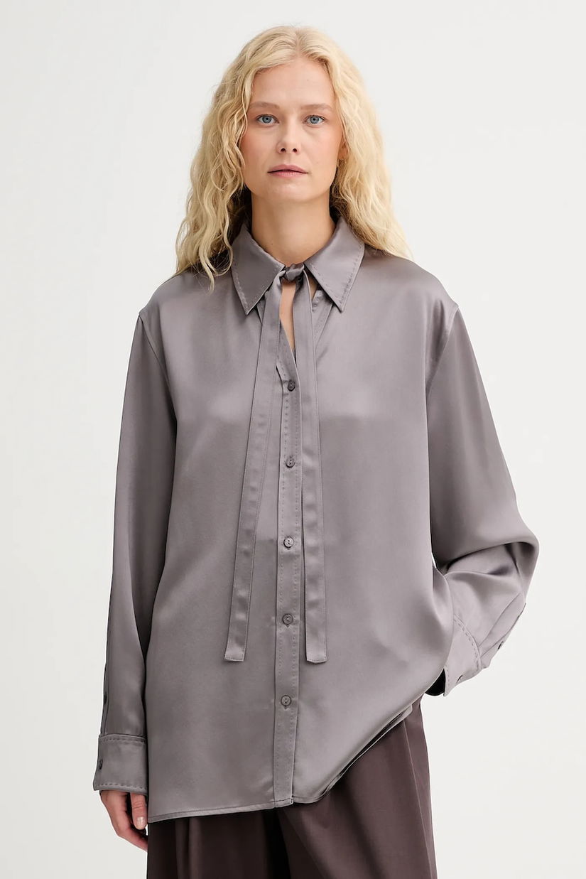 ISABELLE BLANCHE cămașă culoarea gri, cu guler clasic, relaxed, IS25FW-C059-T008