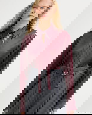 ISABELLE BLANCHE cămașă culoarea bordo, cu guler clasic, relaxed, IS25FW-C059-T008