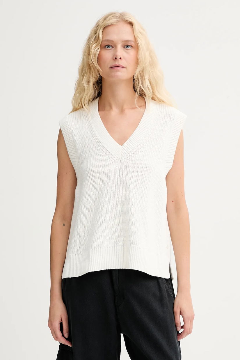 Marc O'Polo vestă din bumbac culoarea bej, light, 5000006679