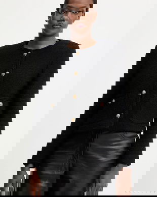 Marella sacou din lână culoarea negru, un singur rând de nasturi, uni, 2523046114200