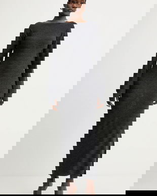 Marella rochie din lână culoarea gri, maxi, mulată, 2523326025200