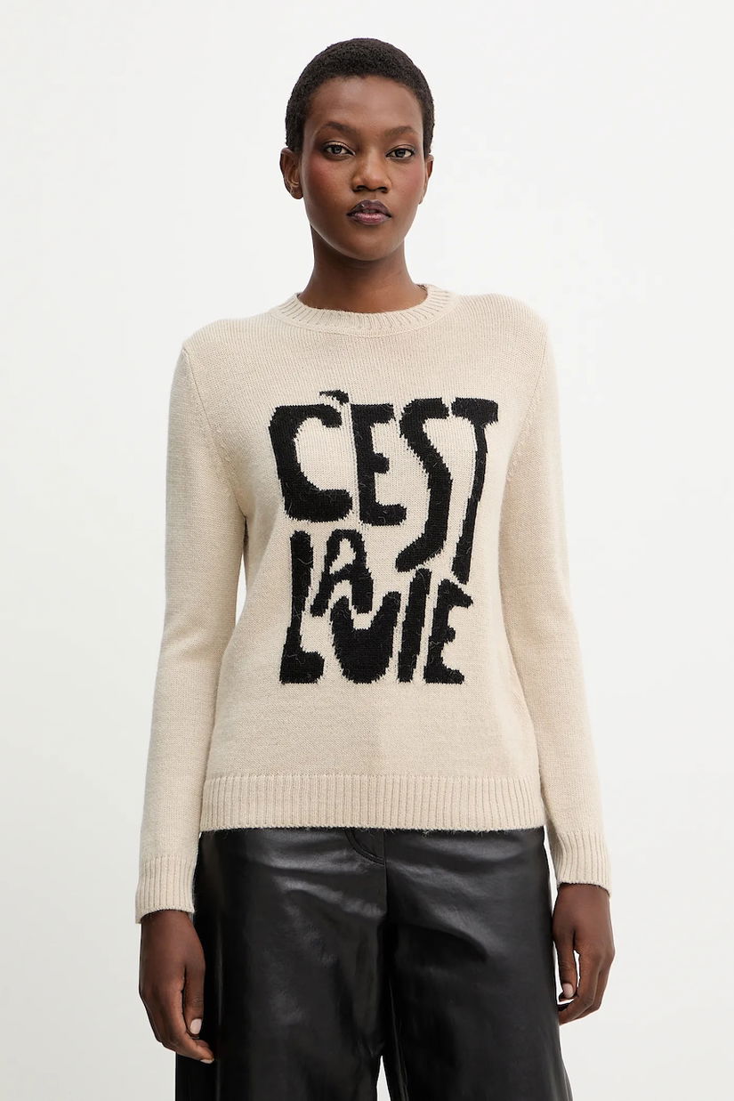 Weekend Max Mara pulover de lână NITRA culoarea bej, 2525366292600