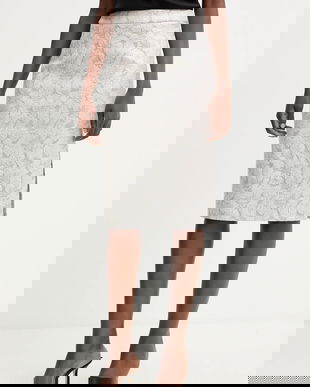 Luisa Spagnoli fustă culoarea argintiu, midi, creion, 542517