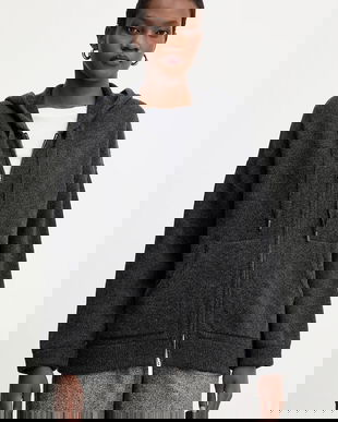 Marella bluză din lână culoarea gri, cu glugă, melanj, 2523906015200