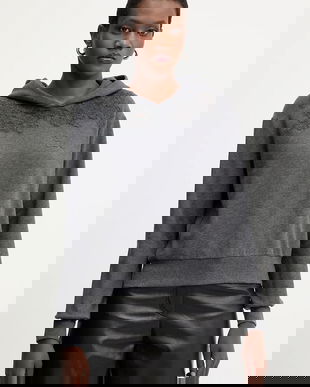 Ermanno Scervino LIFE bluză culoarea gri, cu glugă, cu imprimeu, D474M608LEM