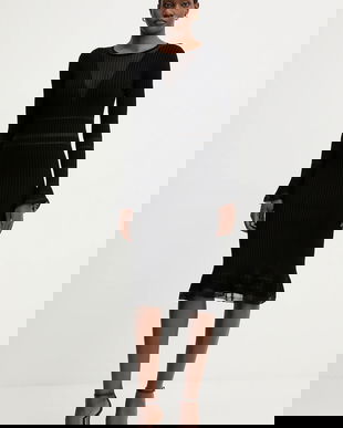 Herve Leger rochie Connie culoarea negru, mini, mulată, DSR8524099