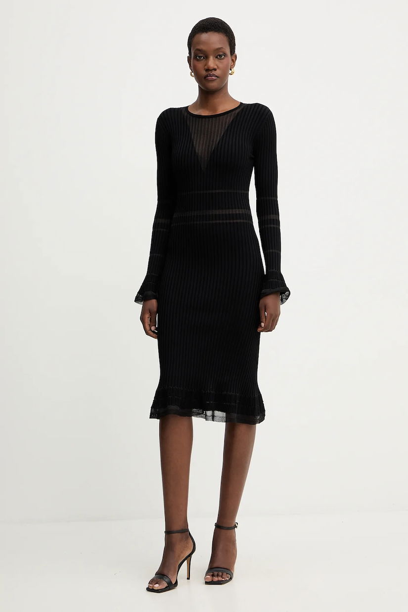 Herve Leger rochie Connie culoarea negru, mini, mulată, DSR8524099