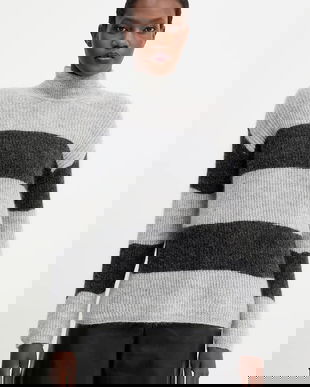 MM pulover de lână TENNA culoarea gri, light, cu guler, 2526366188600