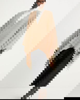 MM poncho din lână BRENTA culoarea bej, 2526546028600